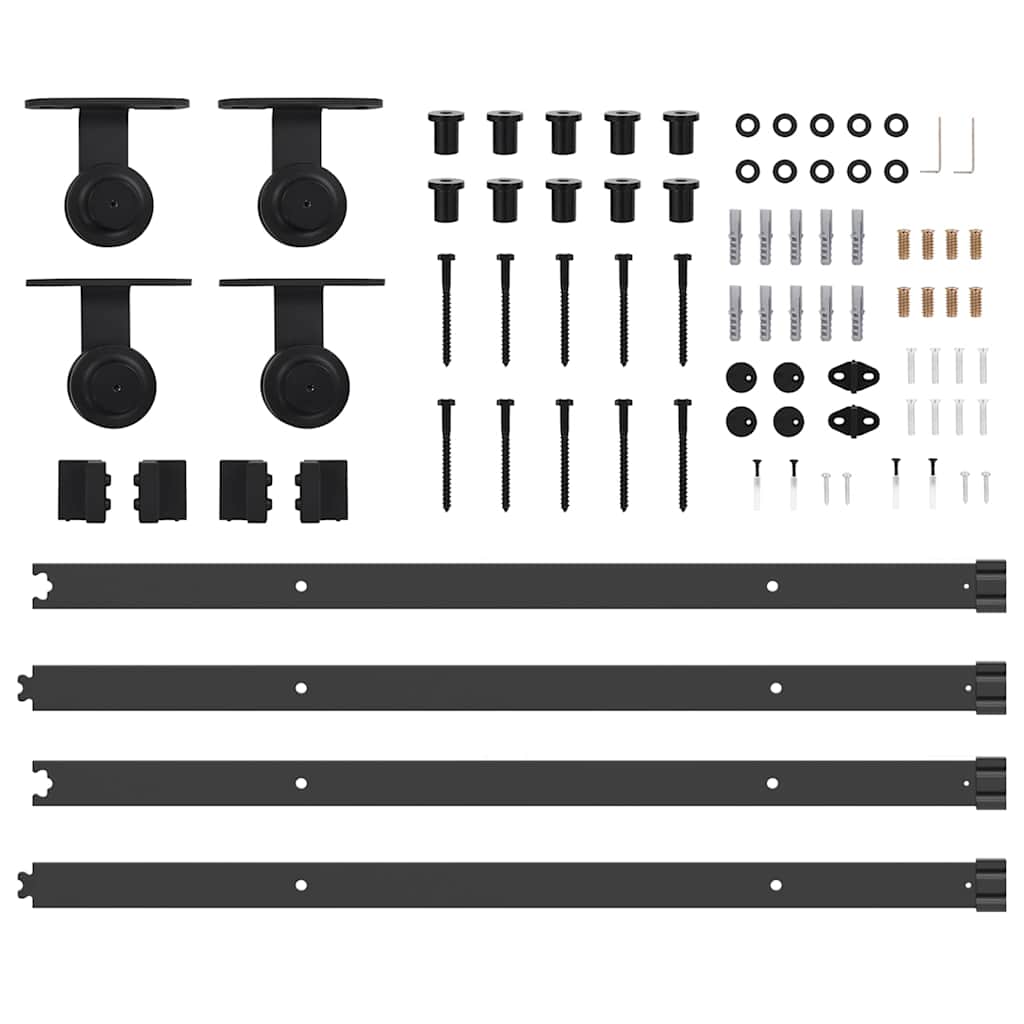 Schiebetürbeschlag-Set 427 cm Stahl Schwarz