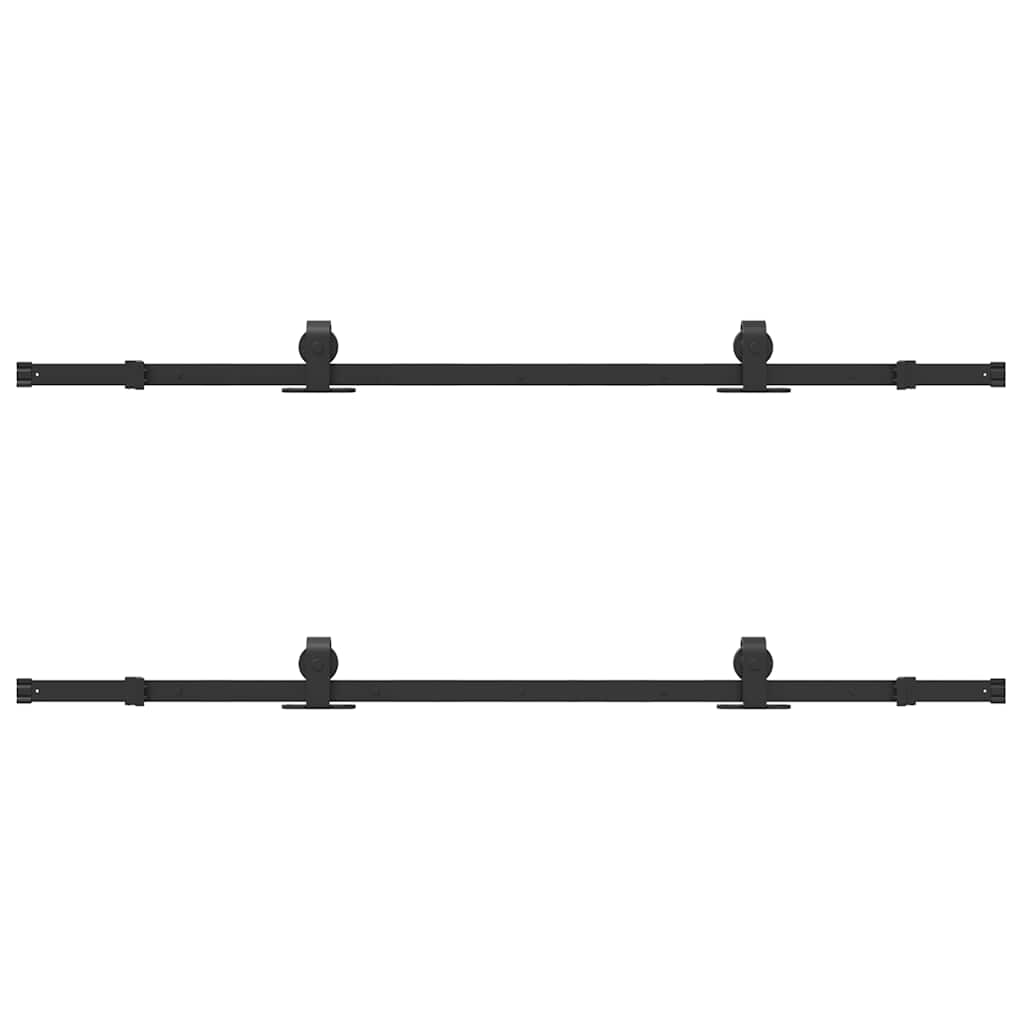 Schiebetürbeschlag-Set 366 cm Stahl Schwarz