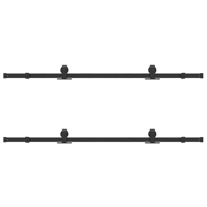 Schiebetürbeschlag-Set 366 cm Stahl Schwarz