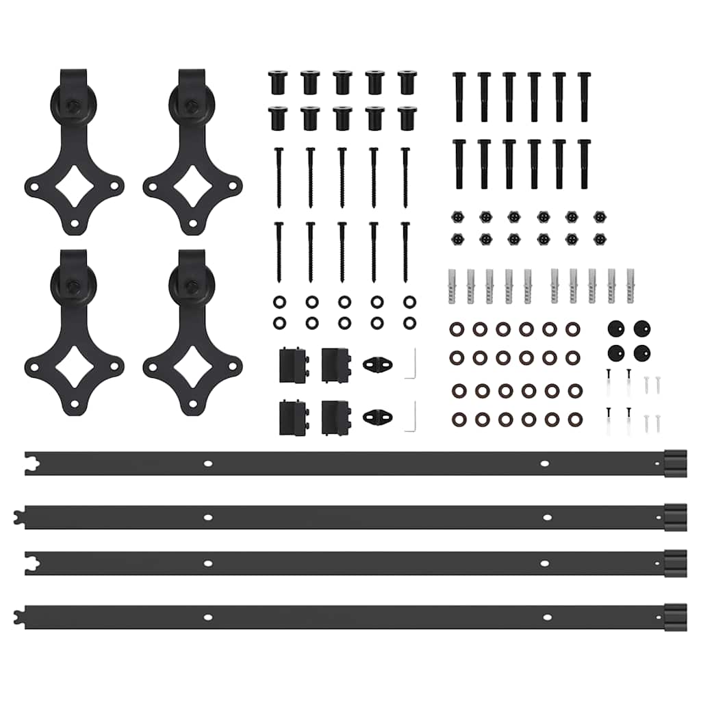 Schiebetürbeschlag-Set 427 cm Stahl Schwarz