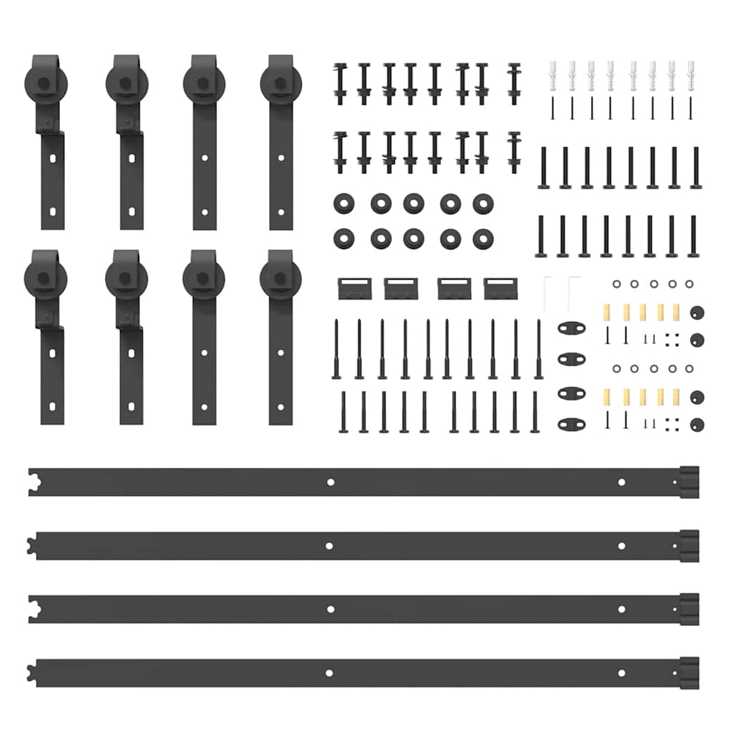 Schiebetürbeschlag-Set 366 cm Stahl Schwarz