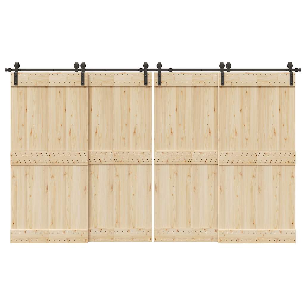 Schiebetürbeschlag-Set 366 cm Stahl Schwarz