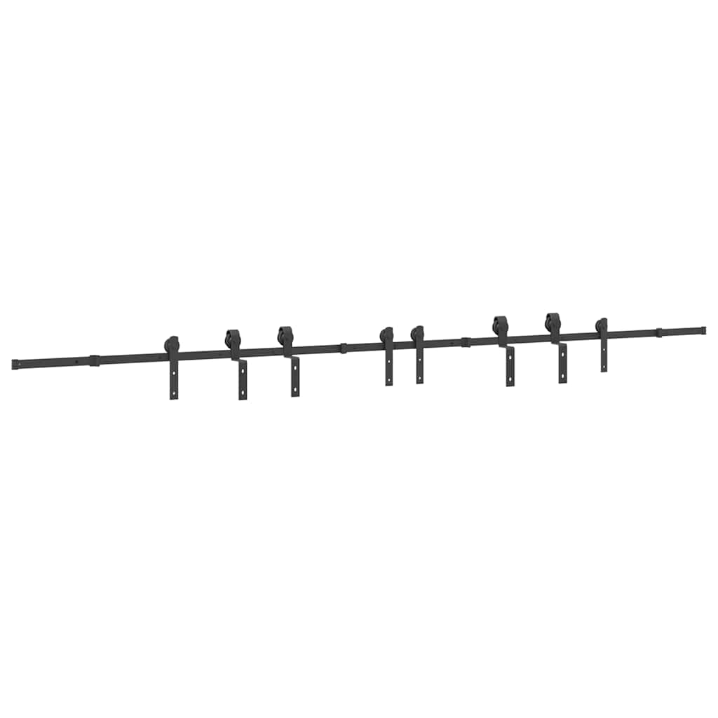 Schiebetürbeschlag-Set 400 cm Stahl Schwarz