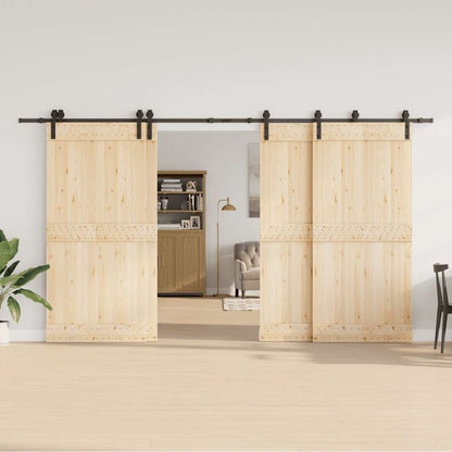 Schiebetürbeschlag-Set 400 cm Stahl Schwarz