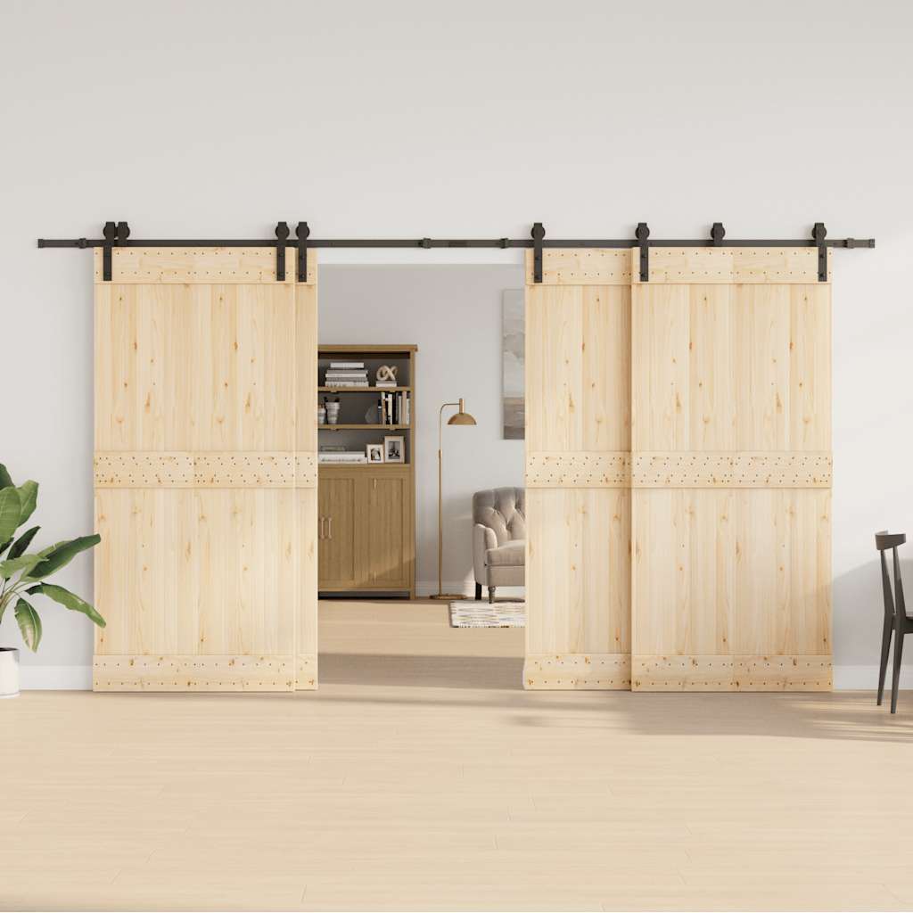 Schiebetürbeschlag-Set 400 cm Stahl Schwarz