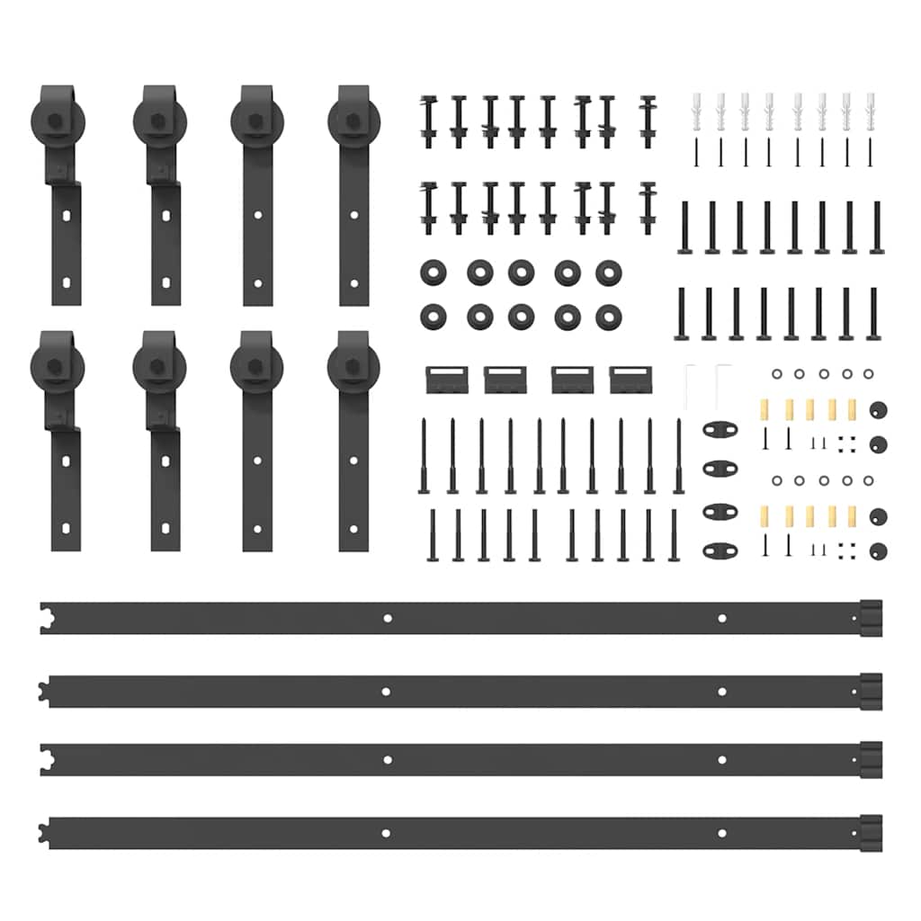 Schiebetürbeschlag-Set 400 cm Stahl Schwarz