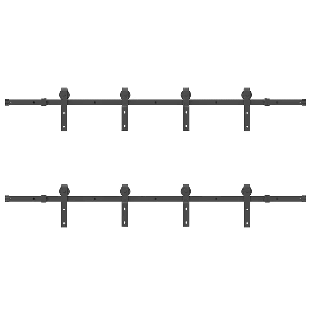 Schiebetürbeschlag-Set 400 cm Stahl Schwarz