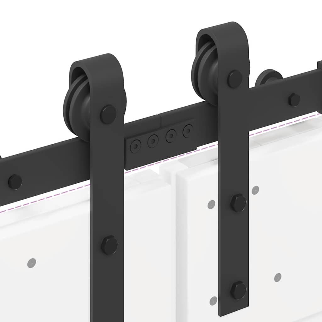 Schiebetürbeschlag-Set 400 cm Stahl Schwarz