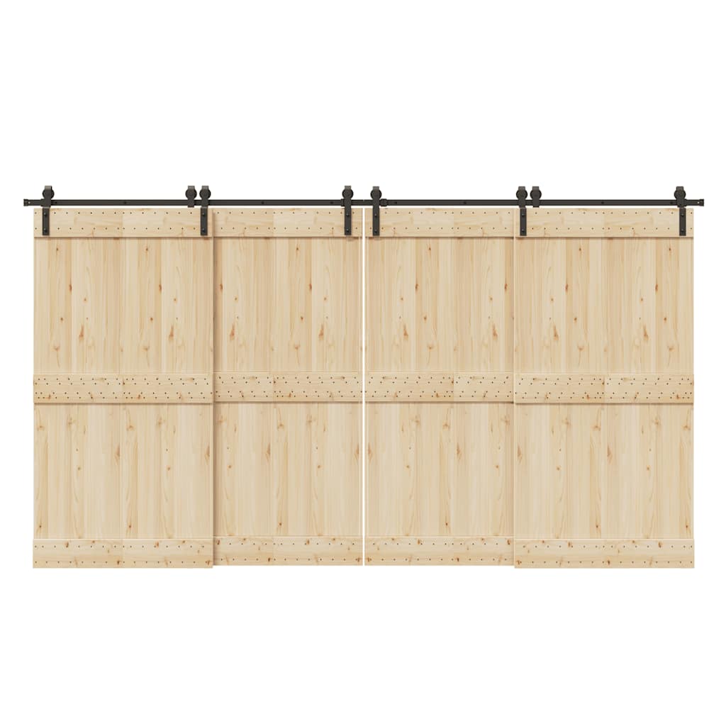 Schiebetürbeschlag-Set 400 cm Stahl Schwarz