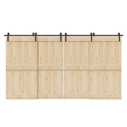 Schiebetürbeschlag-Set 400 cm Stahl Schwarz
