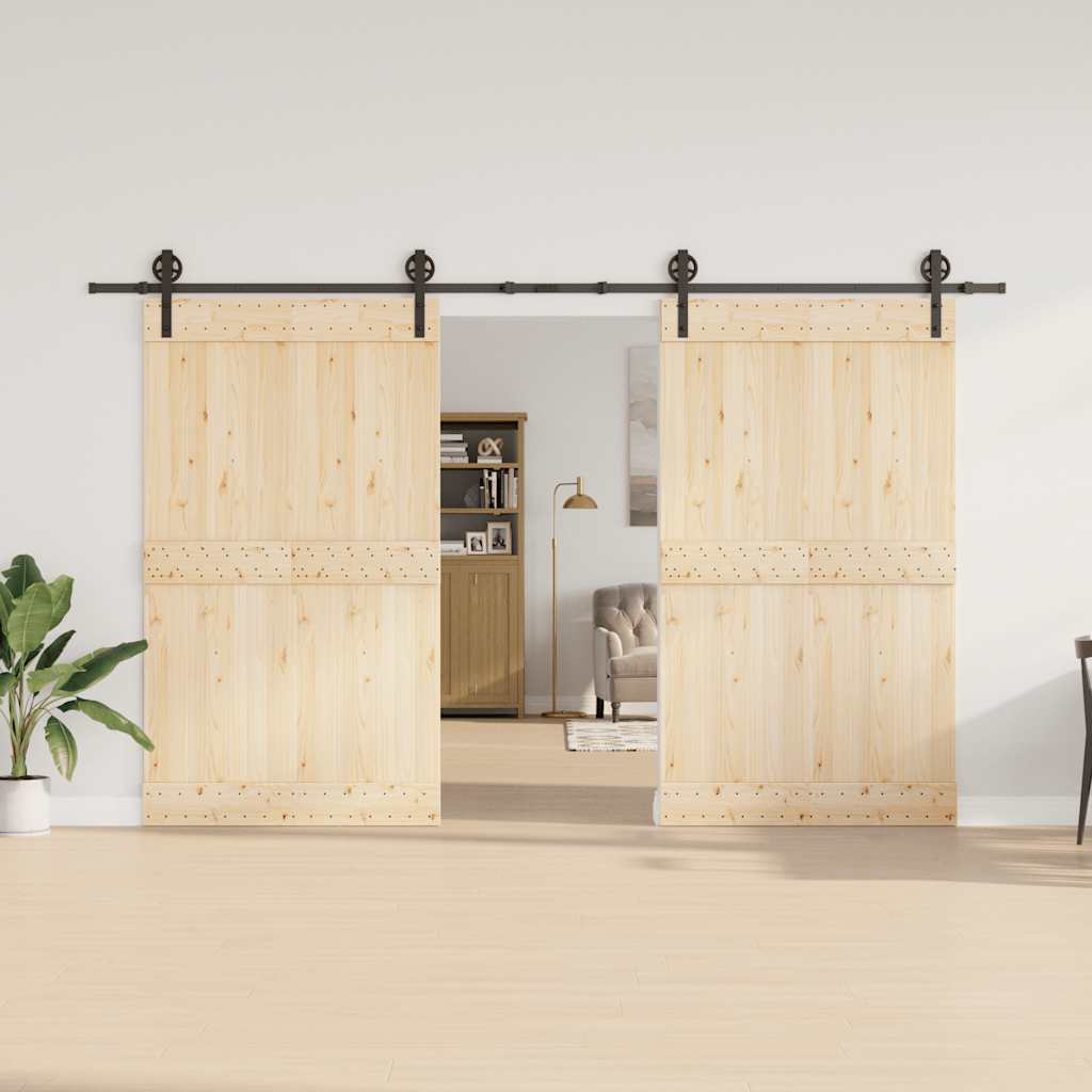 Schiebetürbeschlag-Set 366 cm Stahl Schwarz