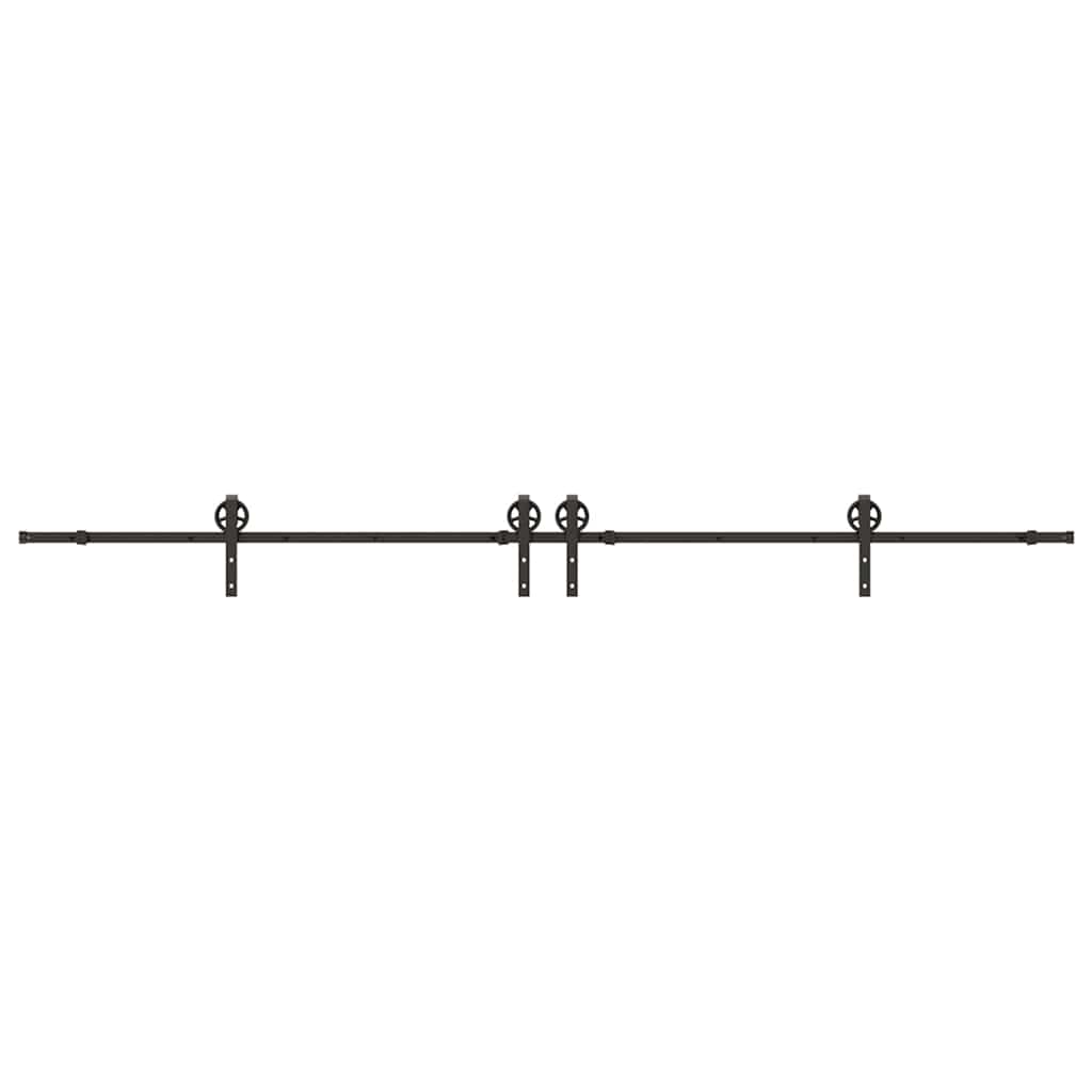 Schiebetürbeschlag-Set 366 cm Stahl Schwarz