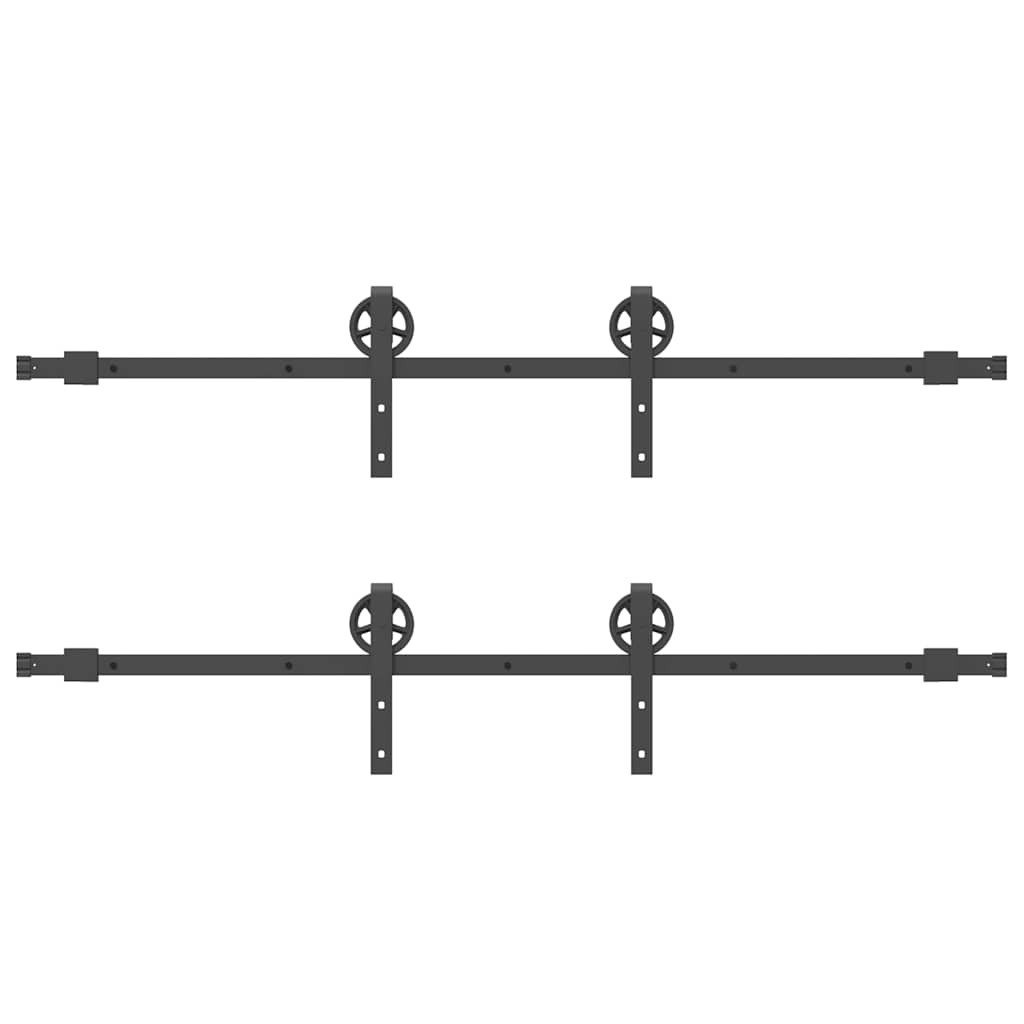 Schiebetürbeschlag-Set 366 cm Stahl Schwarz