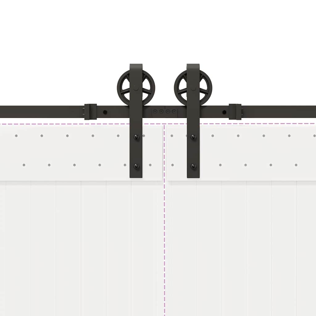 Schiebetürbeschlag-Set 366 cm Stahl Schwarz