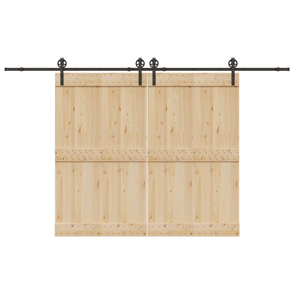 Schiebetürbeschlag-Set 366 cm Stahl Schwarz