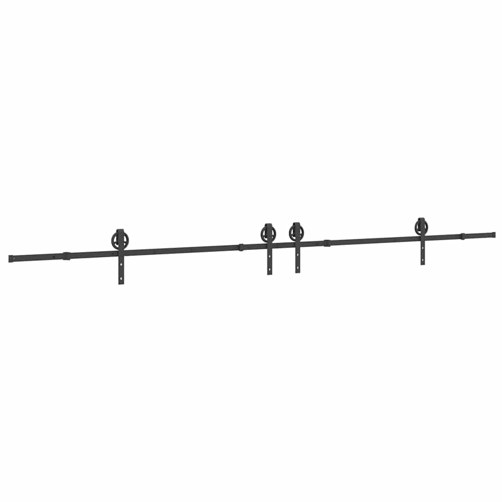 Schiebetürbeschlag-Set 400 cm Stahl Schwarz