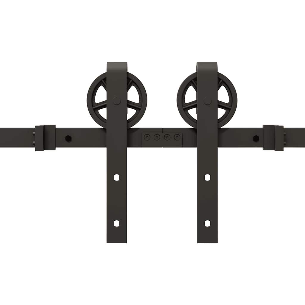 Schiebetürbeschlag-Set 400 cm Stahl Schwarz