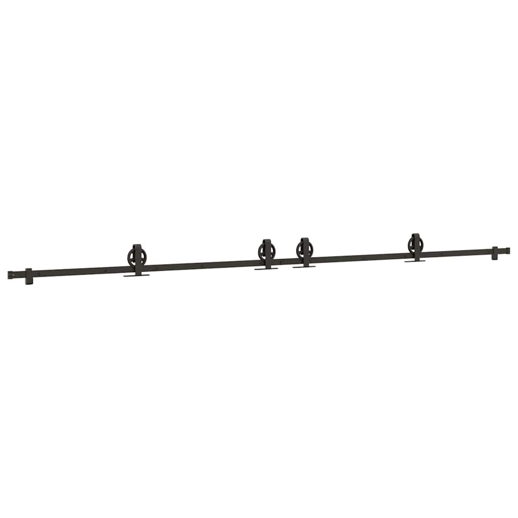 Schiebetürbeschlag-Set 366 cm Stahl Schwarz