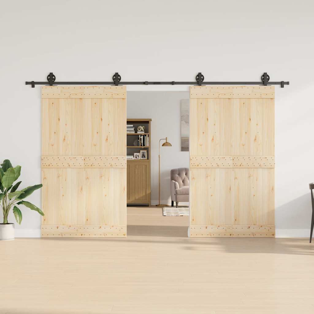 Schiebetürbeschlag-Set 366 cm Stahl Schwarz