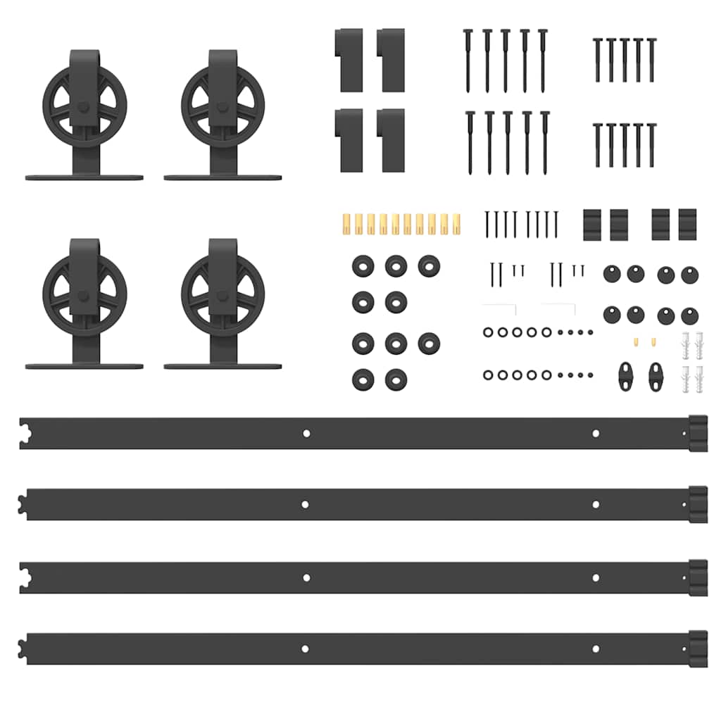 Schiebetürbeschlag-Set 366 cm Stahl Schwarz