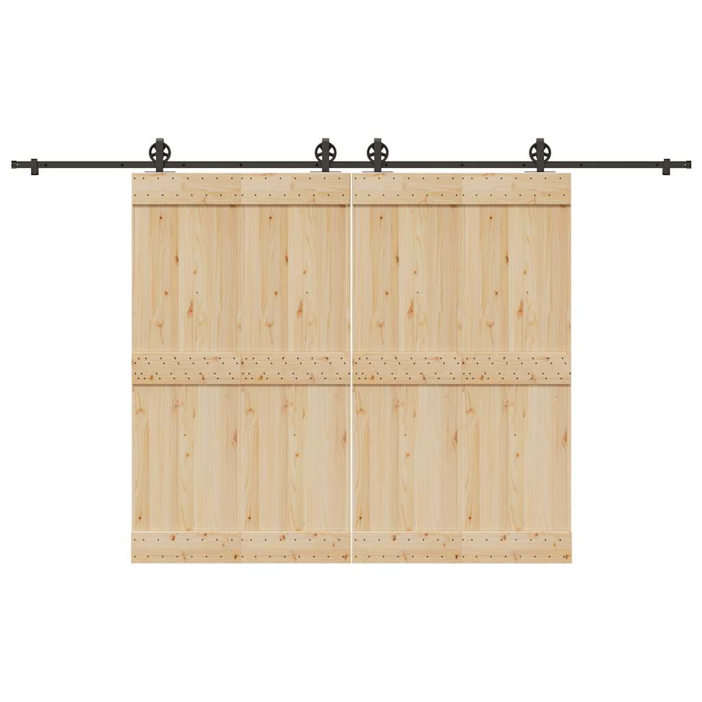 Schiebetürbeschlag-Set 366 cm Stahl Schwarz
