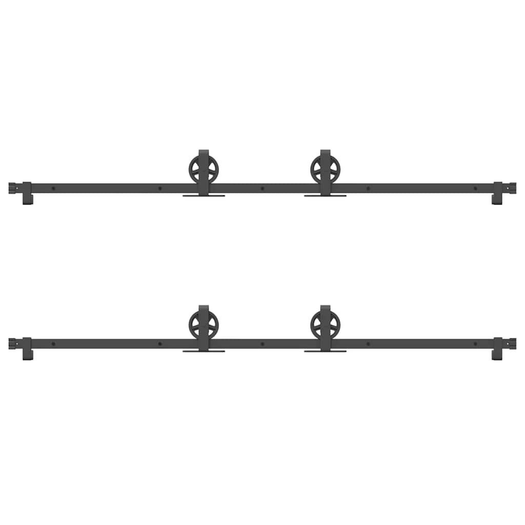 Schiebetürbeschlag-Set 400 cm Stahl Schwarz