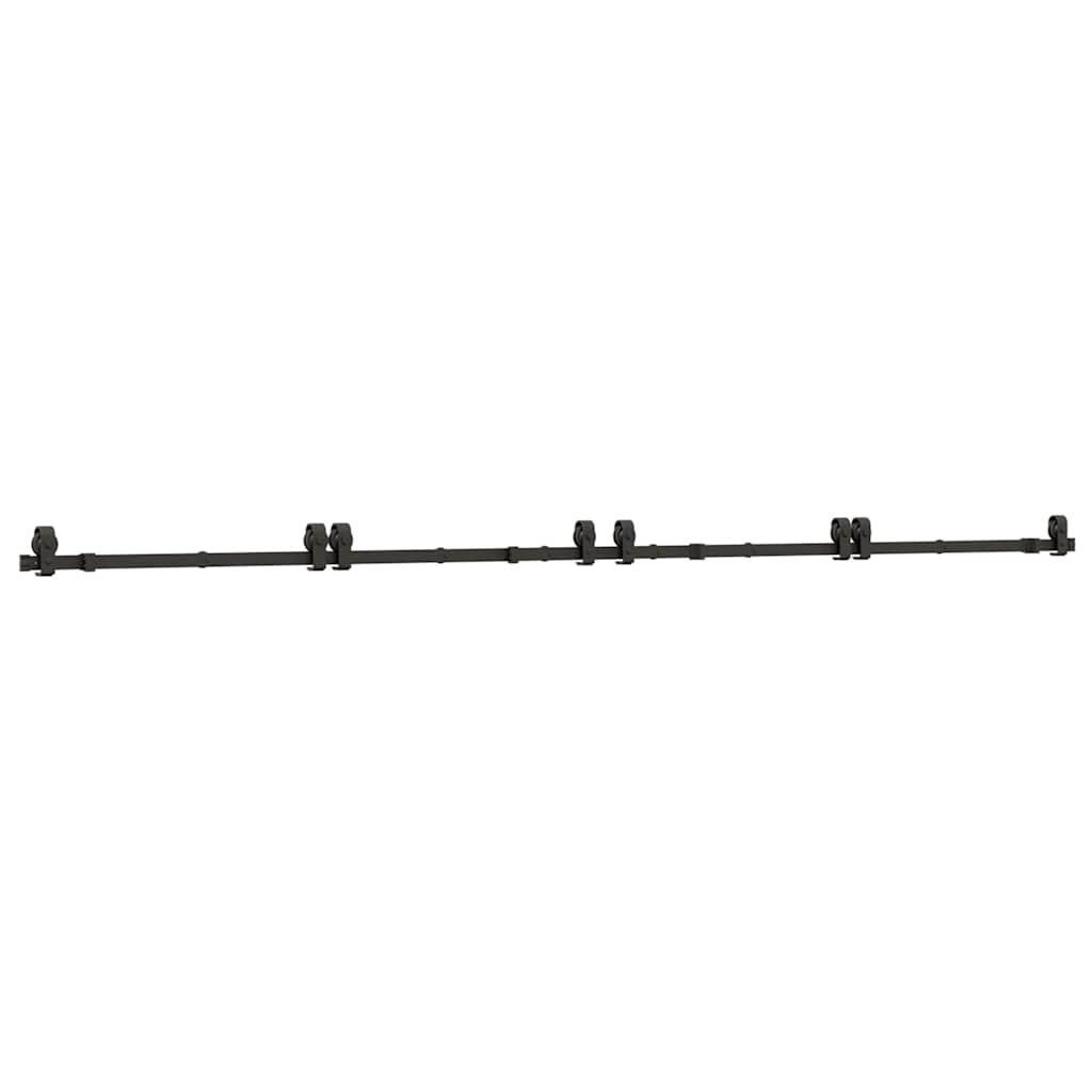 Schiebetürbeschlag-Set 366 cm Stahl Schwarz