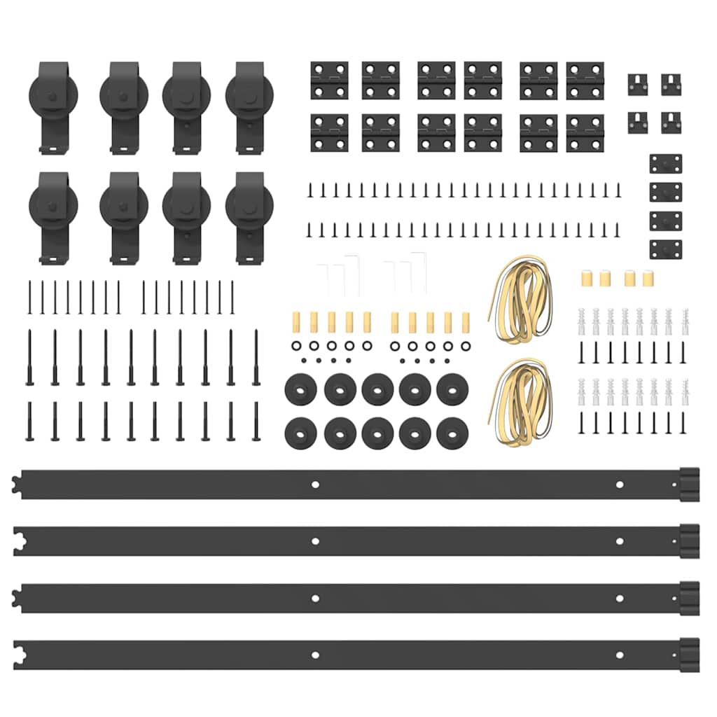 Schiebetürbeschlag-Set 366 cm Stahl Schwarz