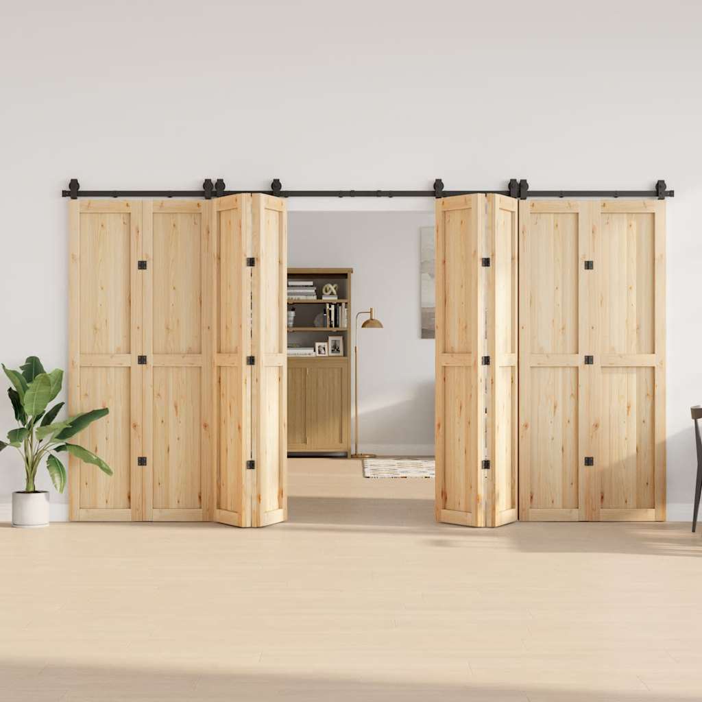 Schiebetürbeschlag-Set 400 cm Stahl Schwarz
