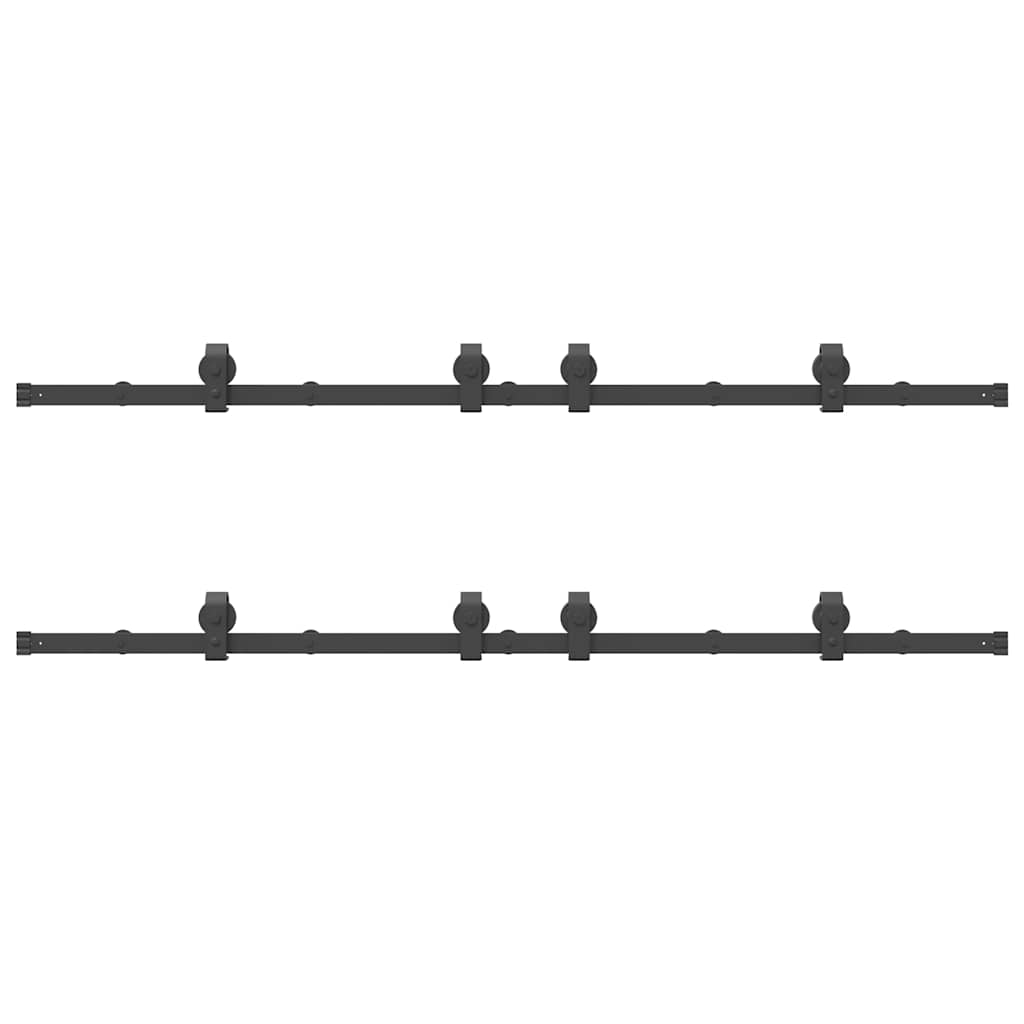 Schiebetürbeschlag-Set 400 cm Stahl Schwarz