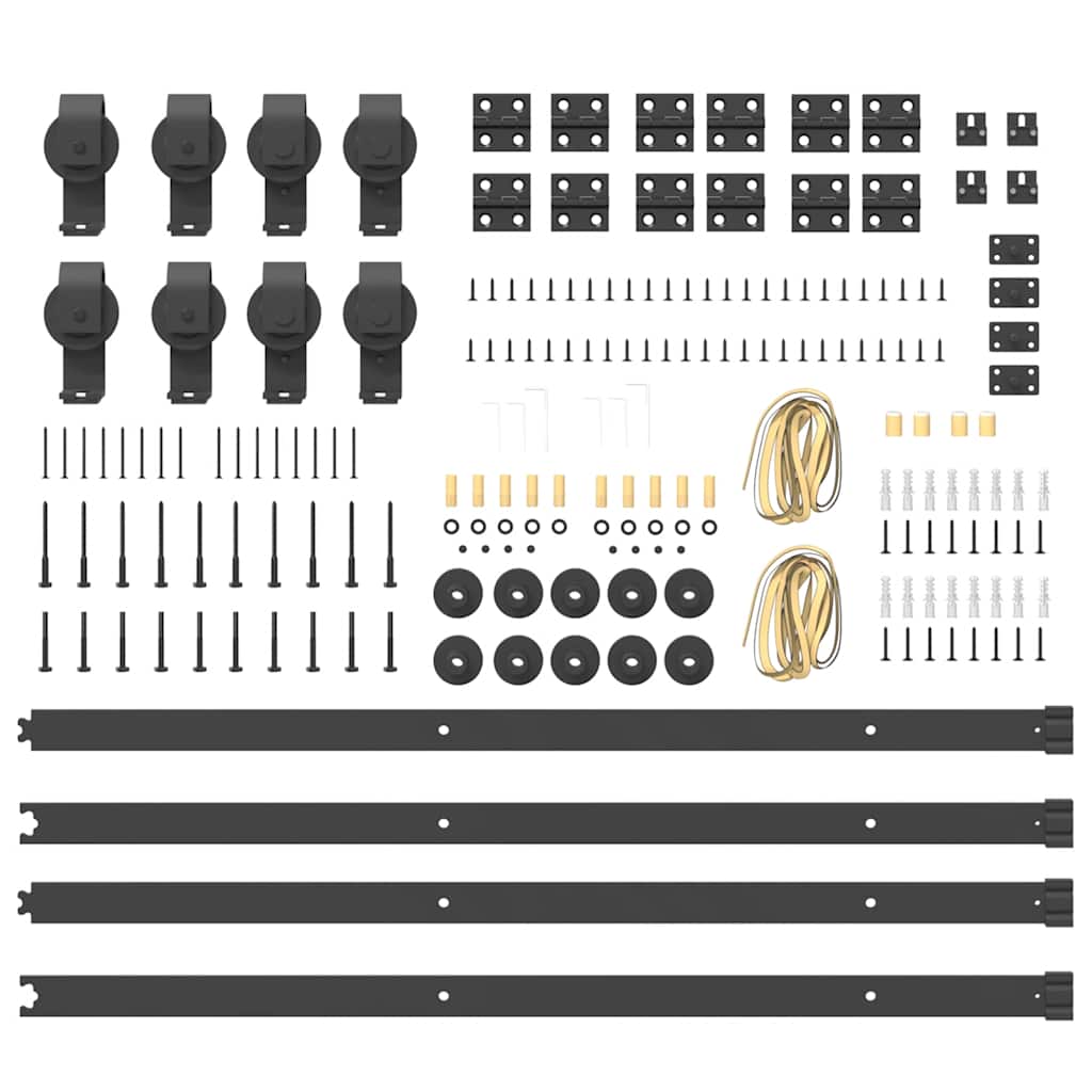 Schiebetürbeschlag-Set 400 cm Stahl Schwarz