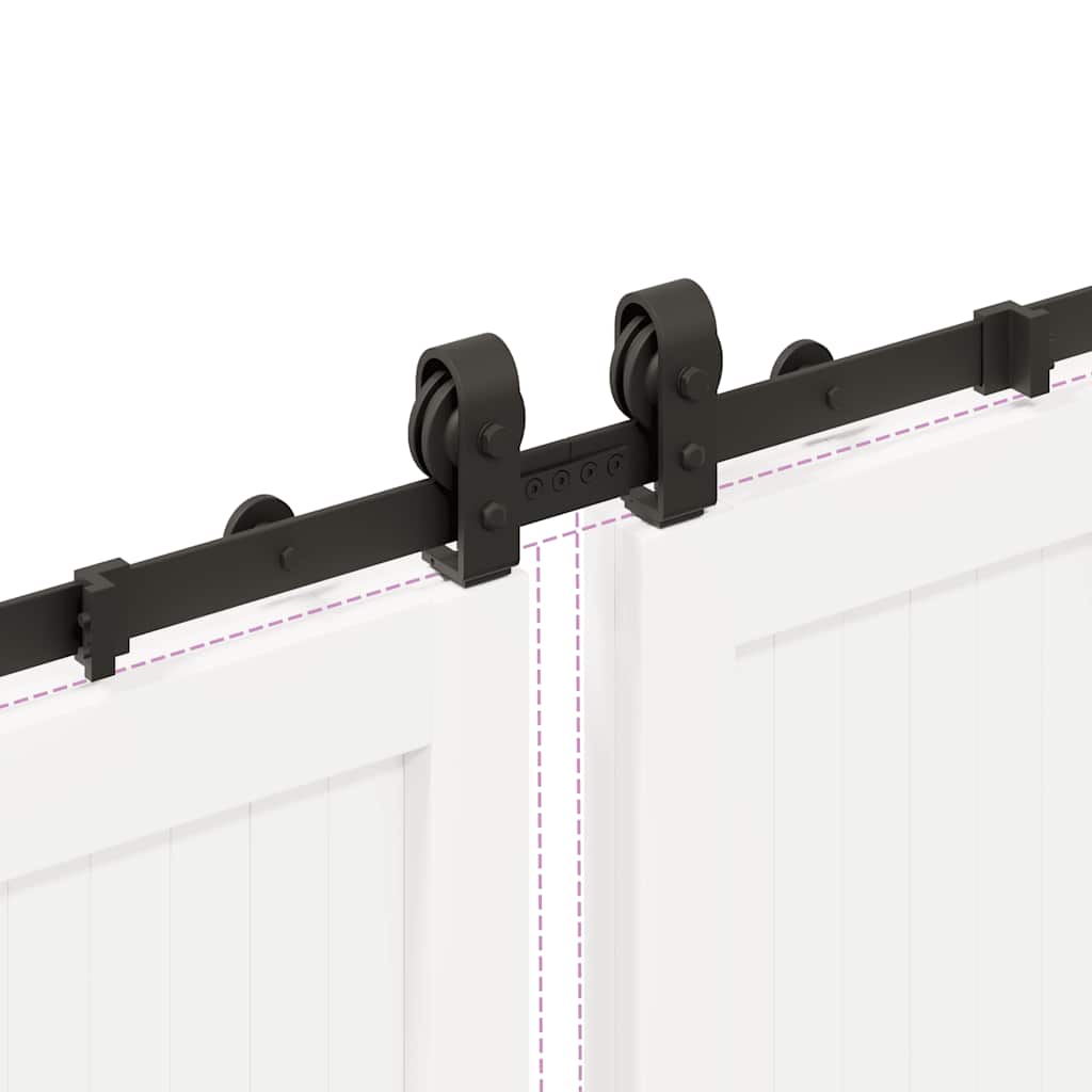 Schiebetürbeschlag-Set 400 cm Stahl Schwarz