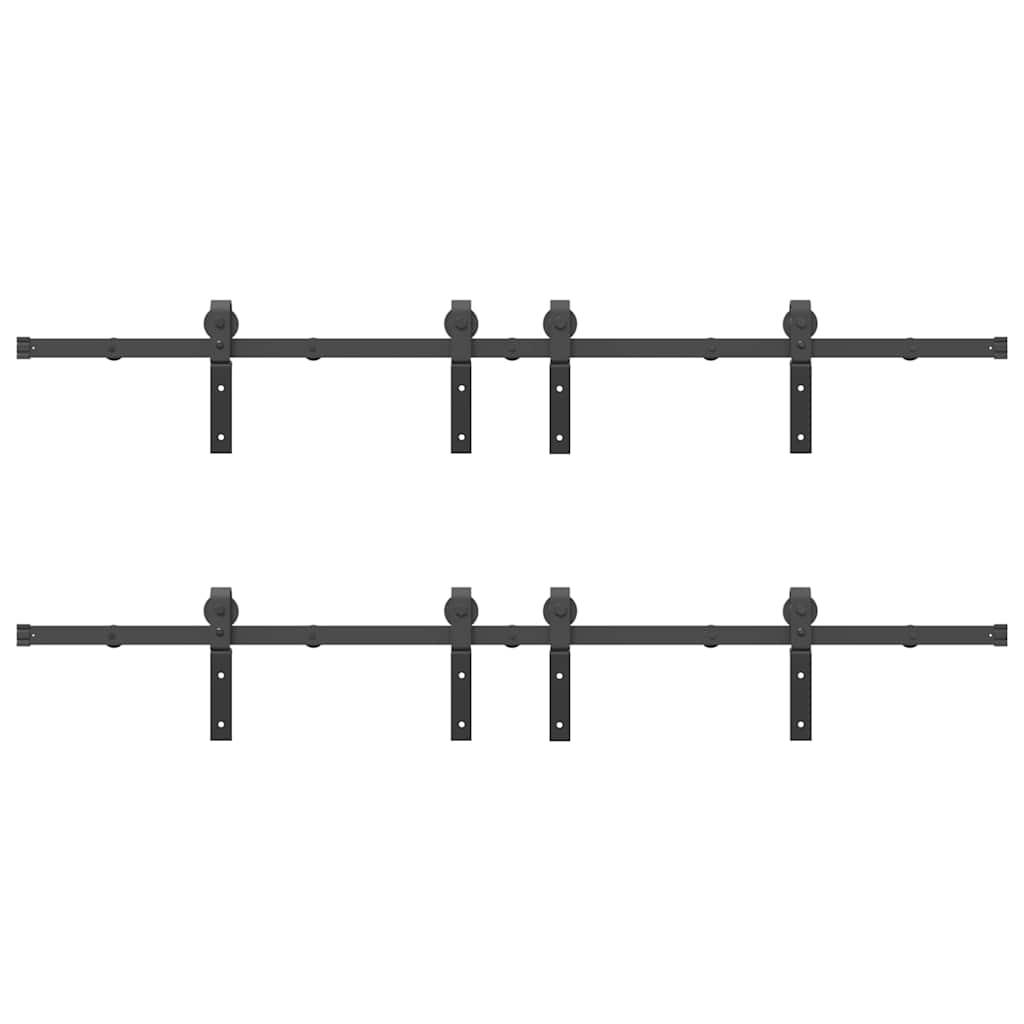 Schiebetürbeschlag-Set 366 cm Stahl Schwarz