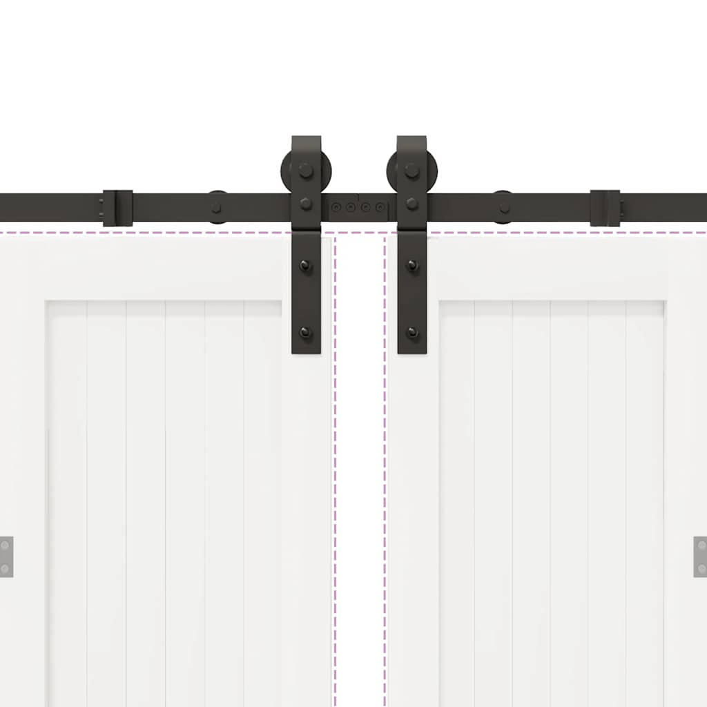 Schiebetürbeschlag-Set 366 cm Stahl Schwarz