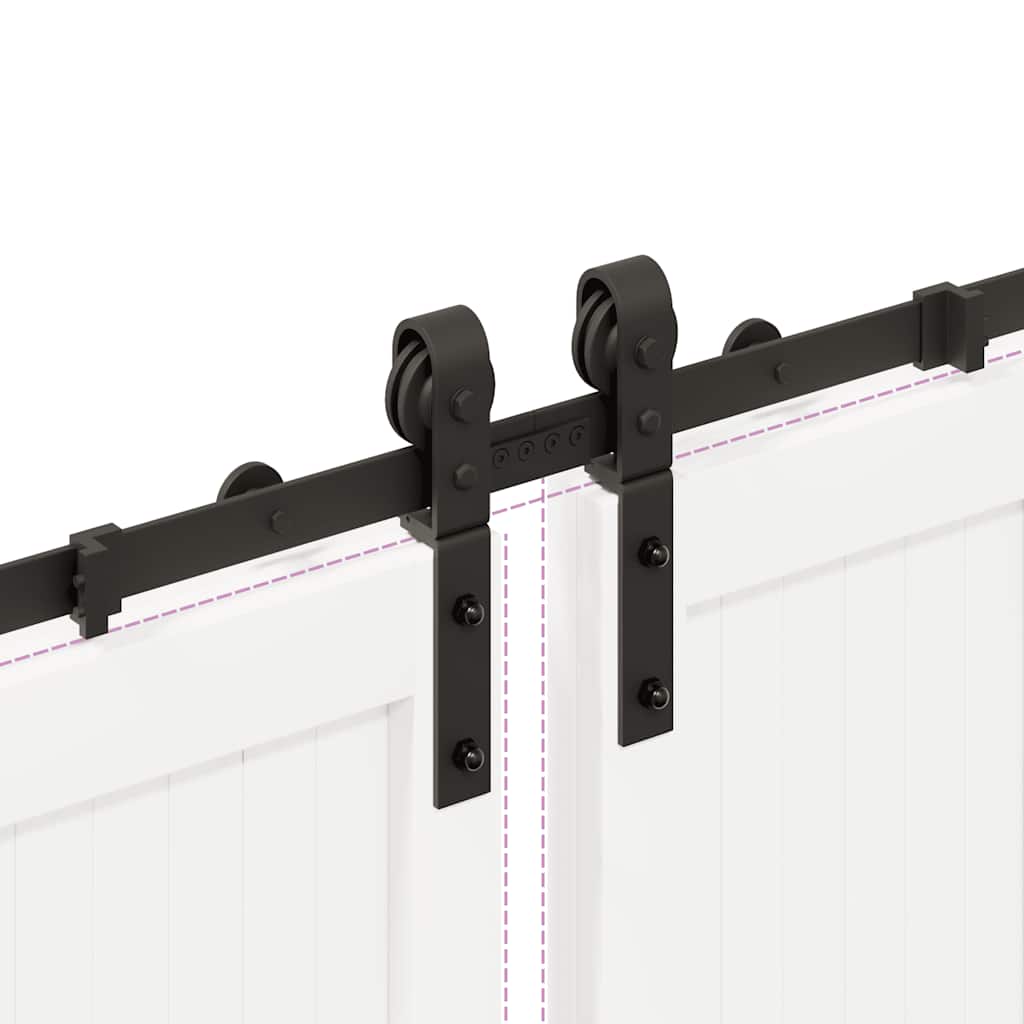 Schiebetürbeschlag-Set 366 cm Stahl Schwarz
