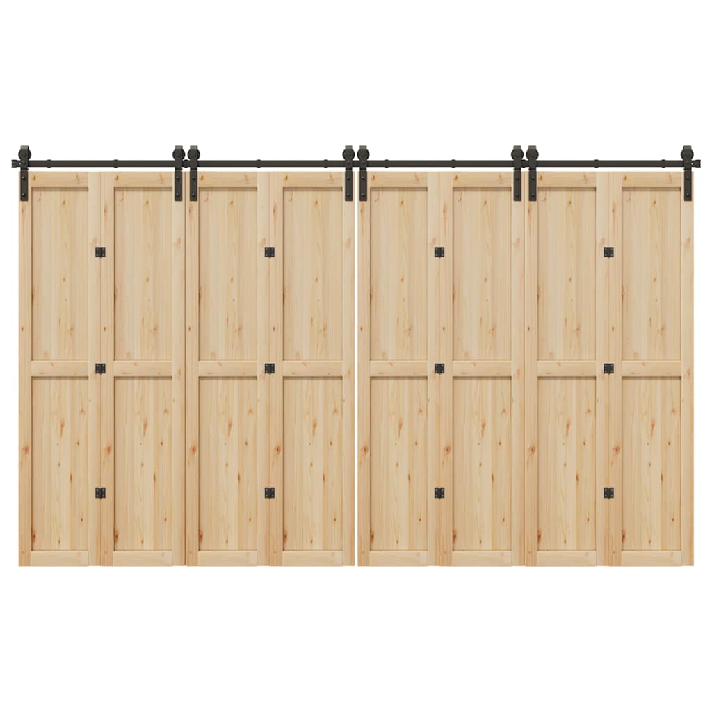 Schiebetürbeschlag-Set 366 cm Stahl Schwarz