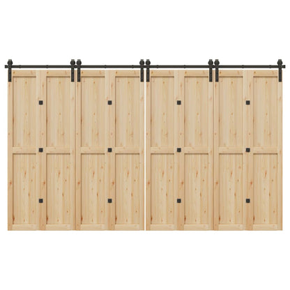 Schiebetürbeschlag-Set 366 cm Stahl Schwarz