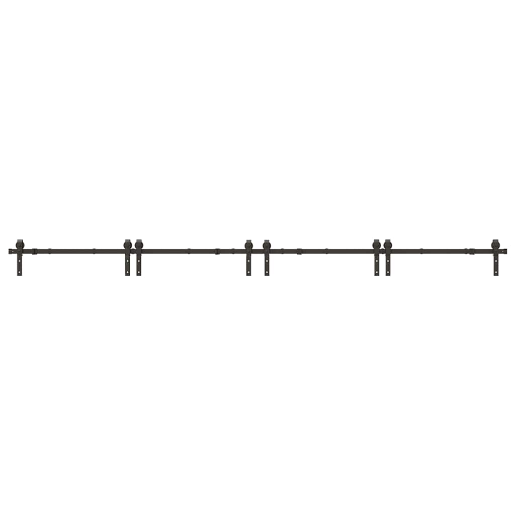 Schiebetürbeschlag-Set 400 cm Stahl Schwarz