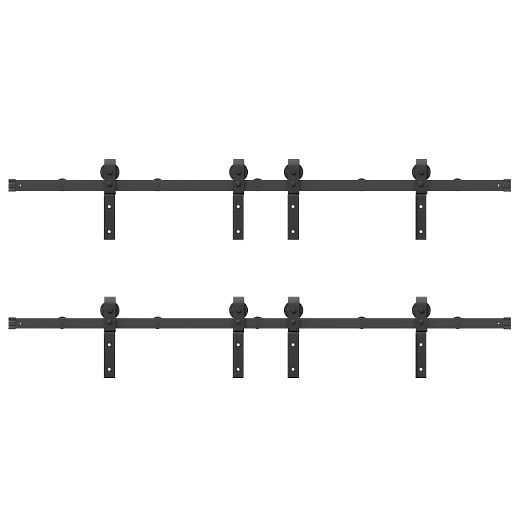 Schiebetürbeschlag-Set 400 cm Stahl Schwarz