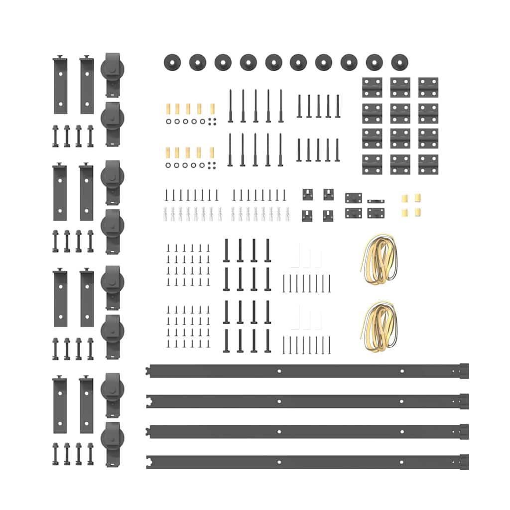 Schiebetürbeschlag-Set 400 cm Stahl Schwarz