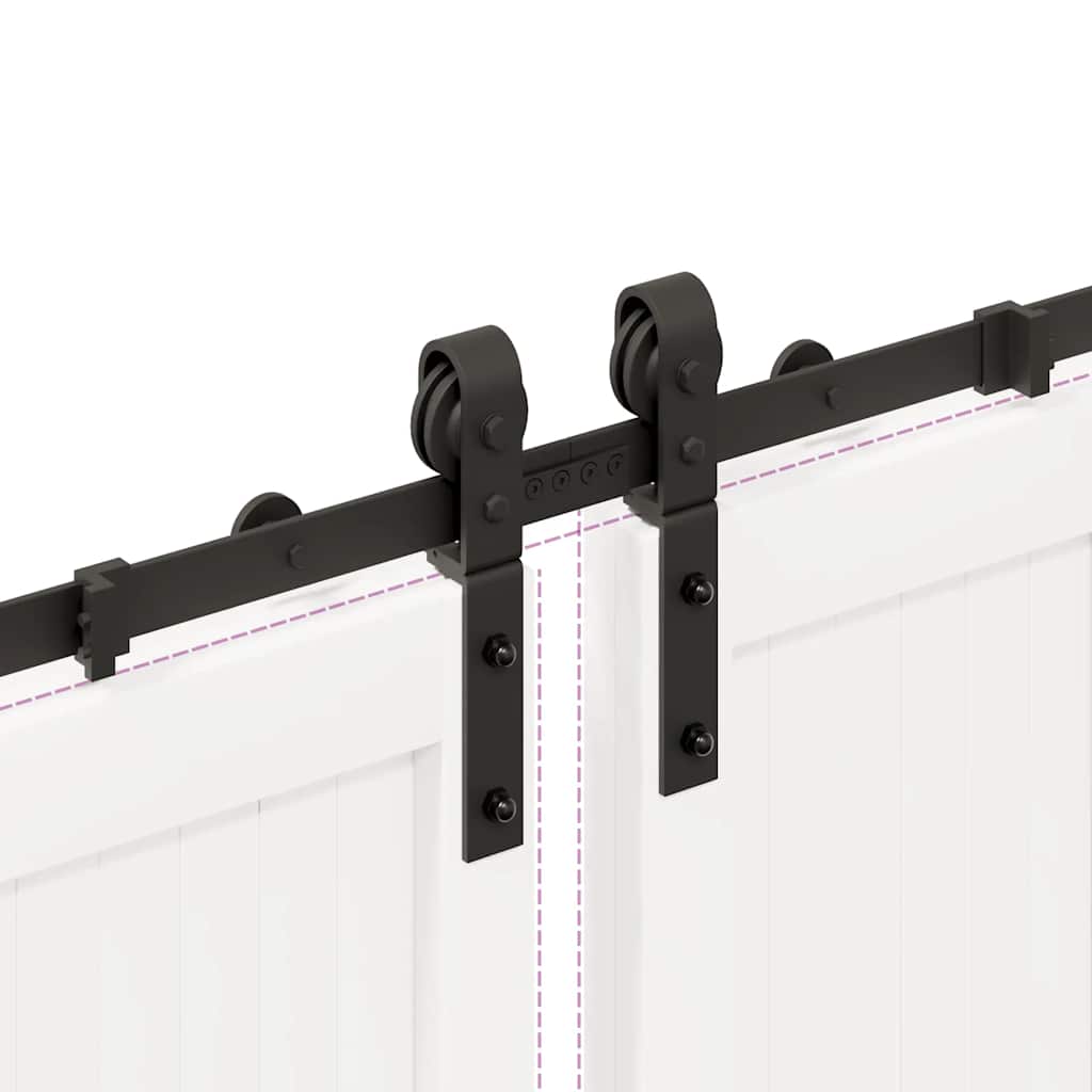 Schiebetürbeschlag-Set 400 cm Stahl Schwarz