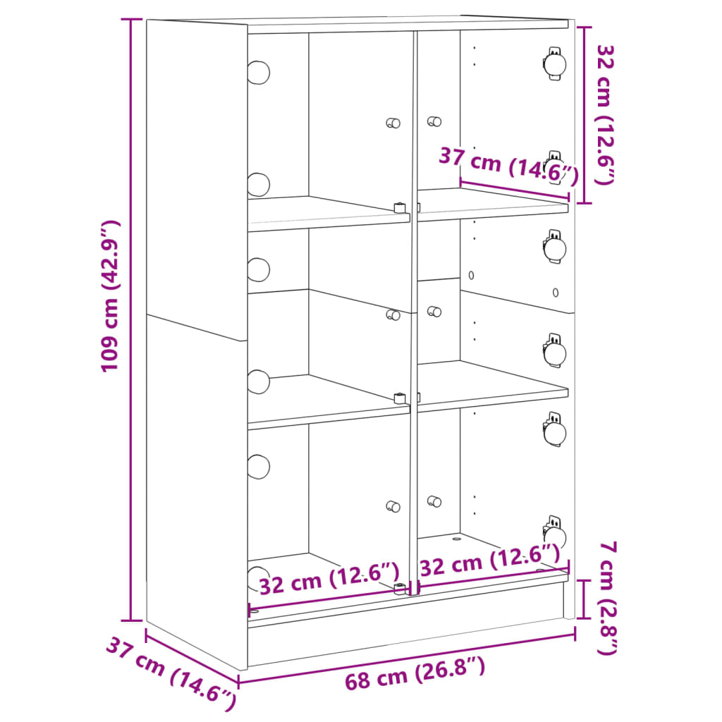 Highboard mit Türen Weiß 68x37x109 cm Holzwerkstoff