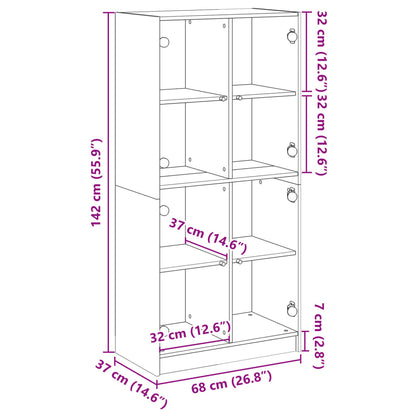 Highboard mit Türen Weiß 68x37x142 cm Holzwerkstoff