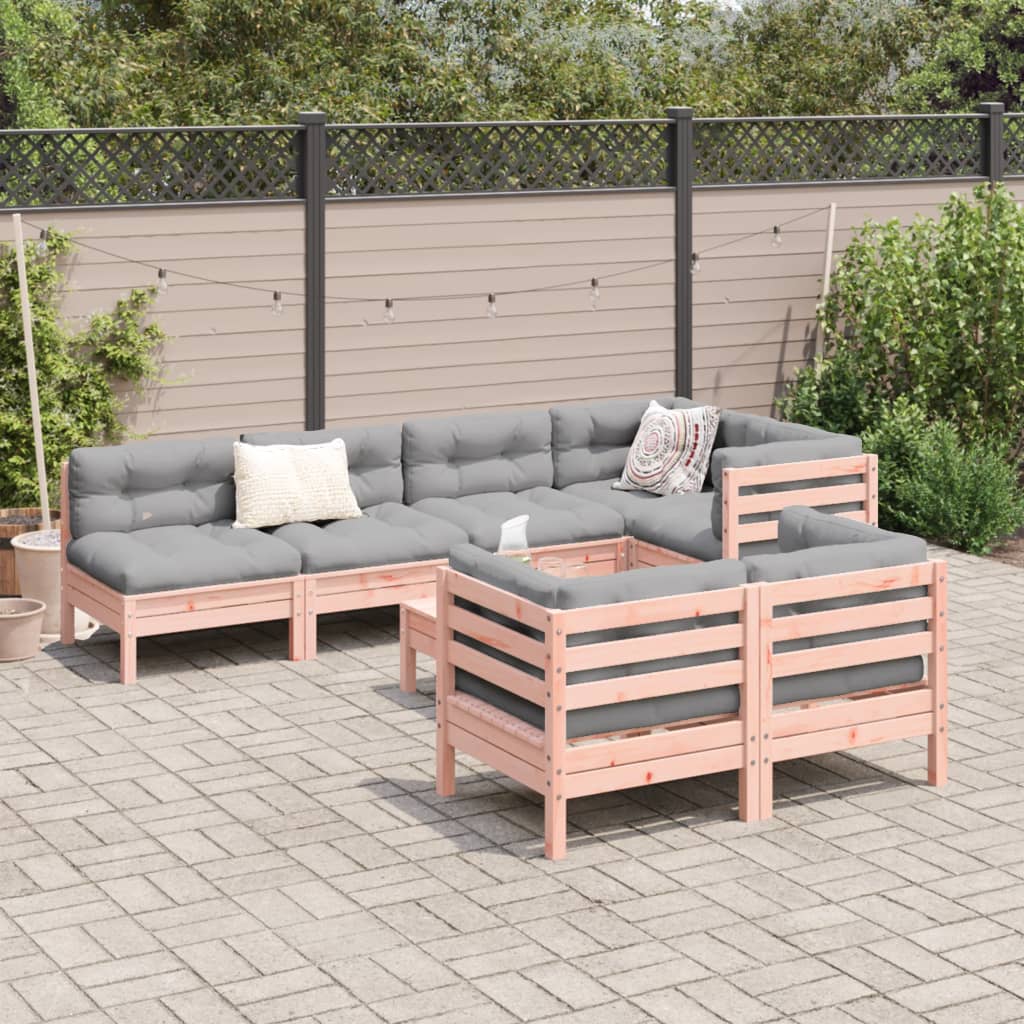8-tlg. Garten-Sofagarnitur mit Kissen Massivholz Douglasie