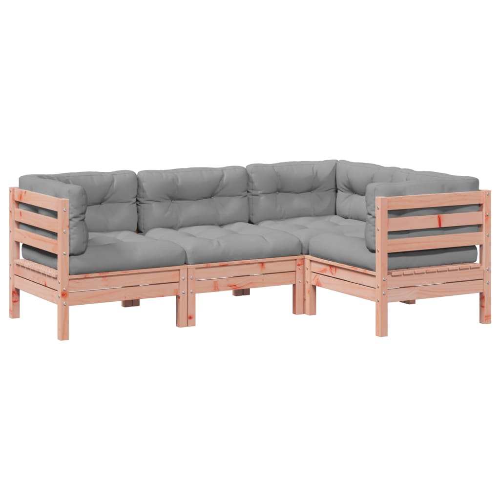 4-tlg. Garten-Sofagarnitur mit Kissen Massivholz Douglasie