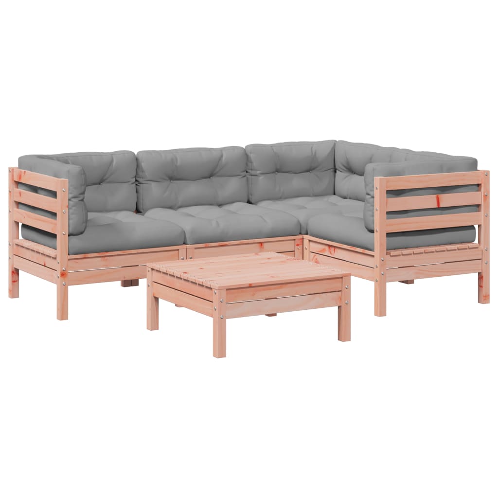 5-tlg. Garten-Sofagarnitur mit Kissen Massivholz Douglasie