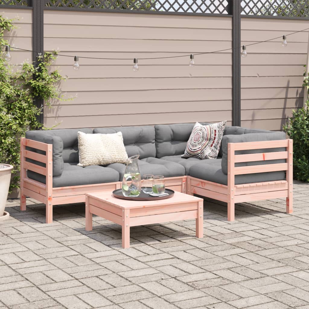 5-tlg. Garten-Sofagarnitur mit Kissen Massivholz Douglasie