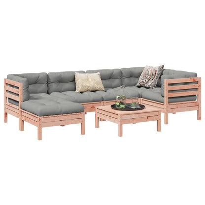 7-tlg. Garten-Sofagarnitur mit Kissen Massivholz Douglasie