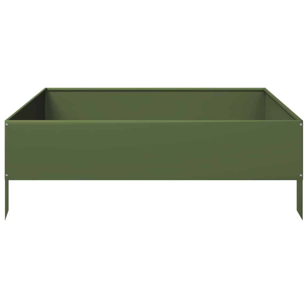 Lit surélevé vert olive 100x100x33,5 cm acier