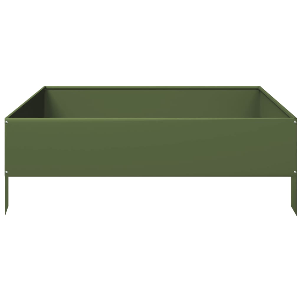 Lit surélevé vert olive 100x100x33,5 cm acier